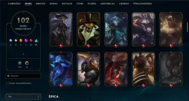 Ouro 4 com 150 Champs e 102 Skins ( TOP / MID / SUP )