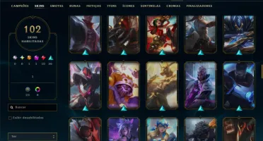 Ouro 4 com 150 Champs e 102 Skins ( TOP / MID / SUP )