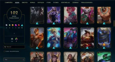 Ouro 4 com 150 Champs e 102 Skins ( TOP / MID / SUP )