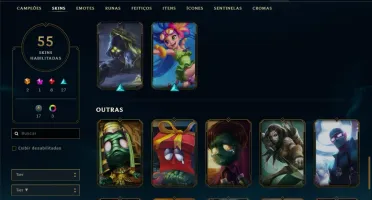 Conta ouro 2 com Yasuo edição prestigio, 55 skins, 75 champs