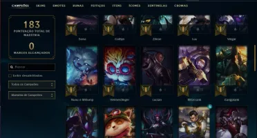 Conta unranked (plat 3 season passada), 34 skins e 60 champs