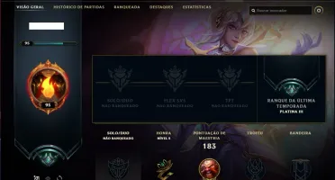 Conta unranked (plat 3 season passada), 34 skins e 60 champs