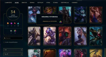 Conta unranked (plat 3 season passada), 34 skins e 60 champs
