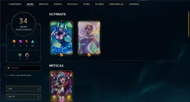 Conta unranked (plat 3 season passada), 34 skins e 60 champs
