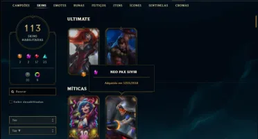 Conta unranked com neo pax sivir, rammus rei e kayle juiza