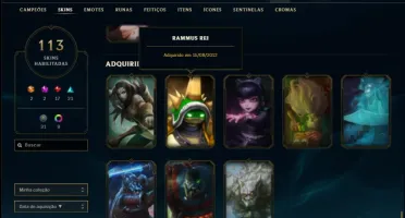 Conta unranked com neo pax sivir, rammus rei e kayle juiza
