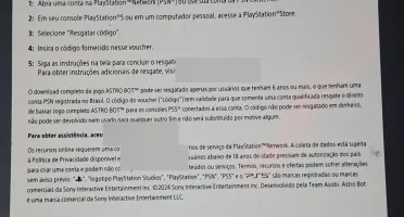 Cartão Presente Astro Bot PlayStation PS5 – Código Digital