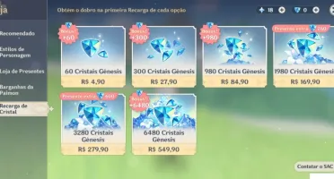 Conta XIAO + JADE, ZHONGLI + PRISMÁTICA e +
