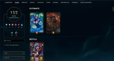 Ouro 4 com 150 Champs e 154 Skins ( TOP / MID / JG )