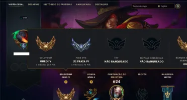 Ouro 4 com 150 Champs e 154 Skins ( TOP / MID / JG )