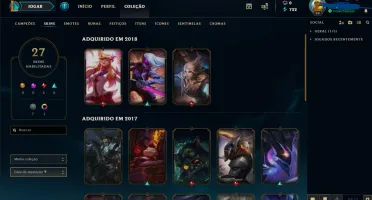 Conta de lol com mais de 40 champ, 27 skins