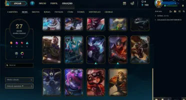 Conta de lol com mais de 40 champ, 27 skins
