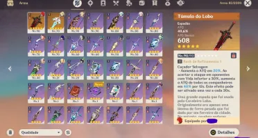 Kazuha+Venti+Yoimiya+Raiden+Diluc+Túmulo do lobo+2 armas 5*