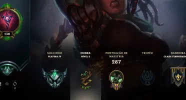 conta lol, plat 4, mais de 20k de essencia azul