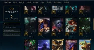 Conta ouro 4 com 46 Champs e 16 Skins + Prestigio do Kayn