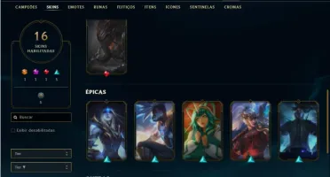 Conta ouro 4 com 46 Champs e 16 Skins + Prestigio do Kayn
