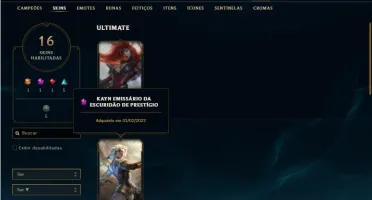 Conta ouro 4 com 46 Champs e 16 Skins + Prestigio do Kayn