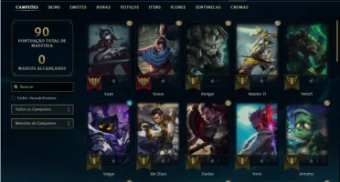 Conta ouro 4 com 46 Champs e 16 Skins + Prestigio do Kayn