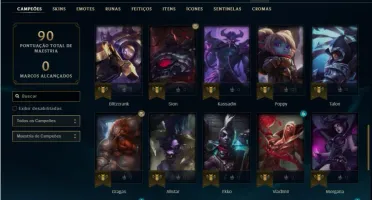 Conta ouro 4 com 46 Champs e 16 Skins + Prestigio do Kayn