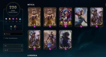 Conta League of Legends 220 skins, 8 vitoriosas, 16 míticas