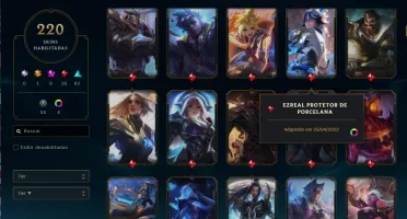 Conta League of Legends 220 skins, 8 vitoriosas, 16 míticas