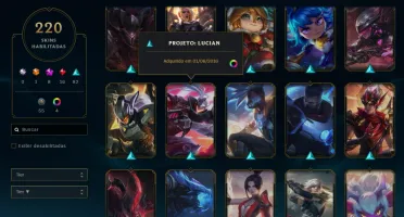 Conta League of Legends 220 skins, 8 vitoriosas, 16 míticas