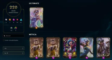 Conta League of Legends 220 skins, 8 vitoriosas, 16 míticas
