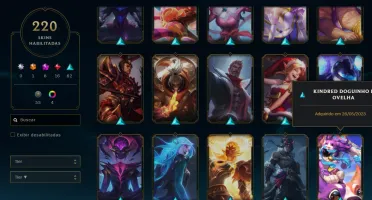 Conta League of Legends 220 skins, 8 vitoriosas, 16 míticas