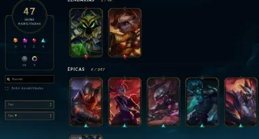 CONTA COM 100 CHAMPS E 47 SKINS PLATINA 4