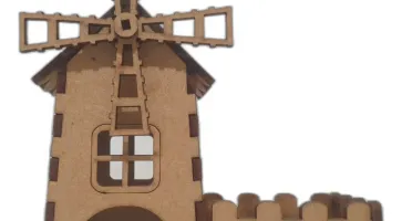 Mini Casinha MDF, 09x10cm. modelo moinho, diorama