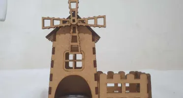 Mini Casinha MDF, 09x10cm. modelo moinho, diorama