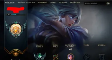 Conta League of Legends Main Top Platina Com 65% De Win