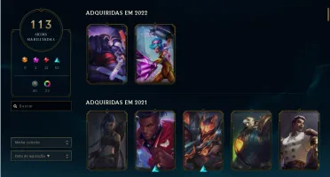 LOL CONTA PLATINA 1 MMR ALTO 113 SKINS, FALTAM 7 CHAMPS