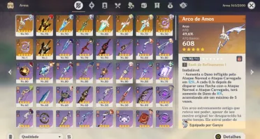 11 personagens 5 estrelas + 10 armas 5 estrelas