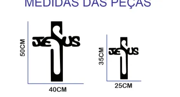 Cruz Jesus Vazado em MDF Preto