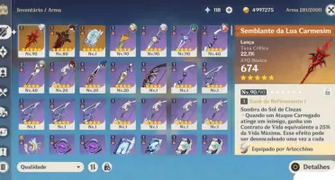 Conta Genshin Impact End Game Ar 55 + 142 Giros no Garantido