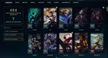 Conta ouro 3 com TODOS os champs e 133 skins + 5 vitoriosas