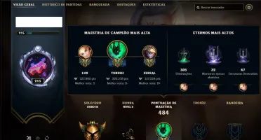 Conta ouro 3 com TODOS os champs e 133 skins + 5 vitoriosas