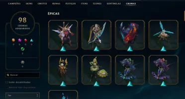 Conta nível 600, Ouro 4, 261 skins, todos os Champs