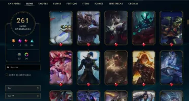 Conta nível 600, Ouro 4, 261 skins, todos os Champs