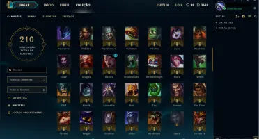 CONTA LEAGUE OF LEGENDS, PRATA 2, 102 CAMPEÕES 13 SKINS