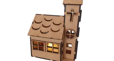 Igreja em mdf com e sem luz led, maquete luminaria...