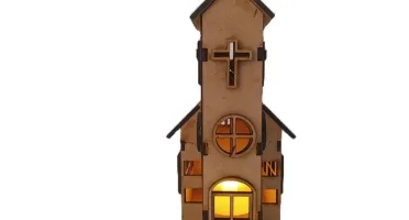 Igreja em mdf com e sem luz led, maquete luminaria...