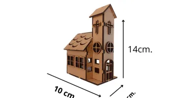 Igreja em mdf com e sem luz led, maquete luminaria...