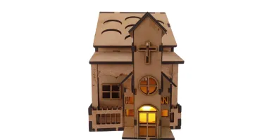 Igreja em mdf com e sem luz led, maquete luminaria...