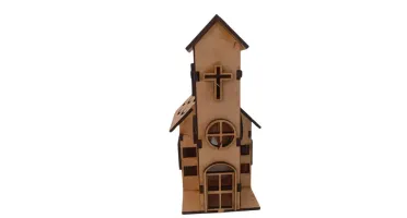 Igreja em mdf com e sem luz led, maquete luminaria...