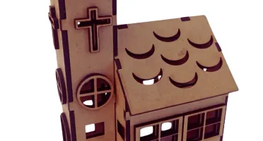 Igreja em mdf com e sem luz led, maquete luminaria...
