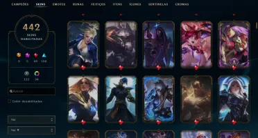 Vendo conta Lol com 442 skins, e 4 prestigios