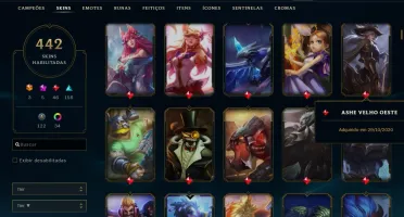 Vendo conta Lol com 442 skins, e 4 prestigios