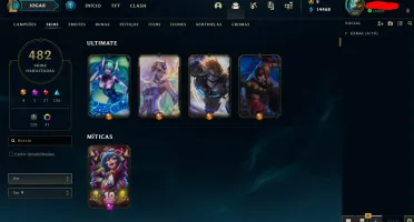 SUPER CONTA DE LOL COM TODOS PERSONAGENS E QUASE 500 SKINS!